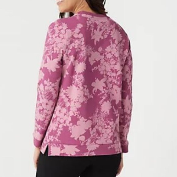 Denim & Co Printed Long-Sleeve Top with Rib Trim - Picture 2 of 2